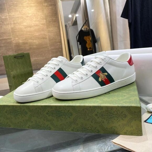 Gucci Ace Web Stripe Bee Sneakers - Picture 1 of 8